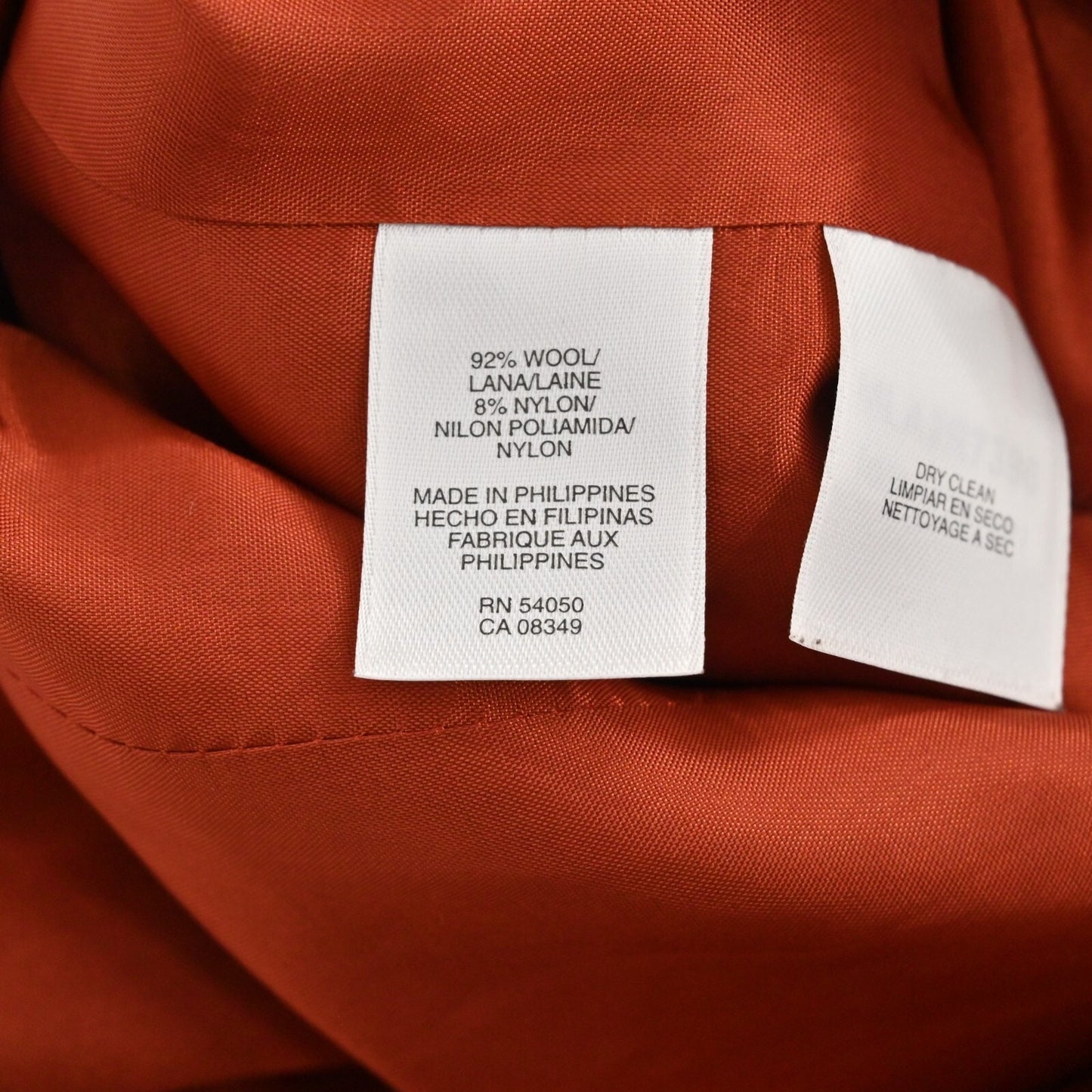 JONES NY Womens Wool Tweed Jacket Size 4 Red Orange Belted Button Retro Collared