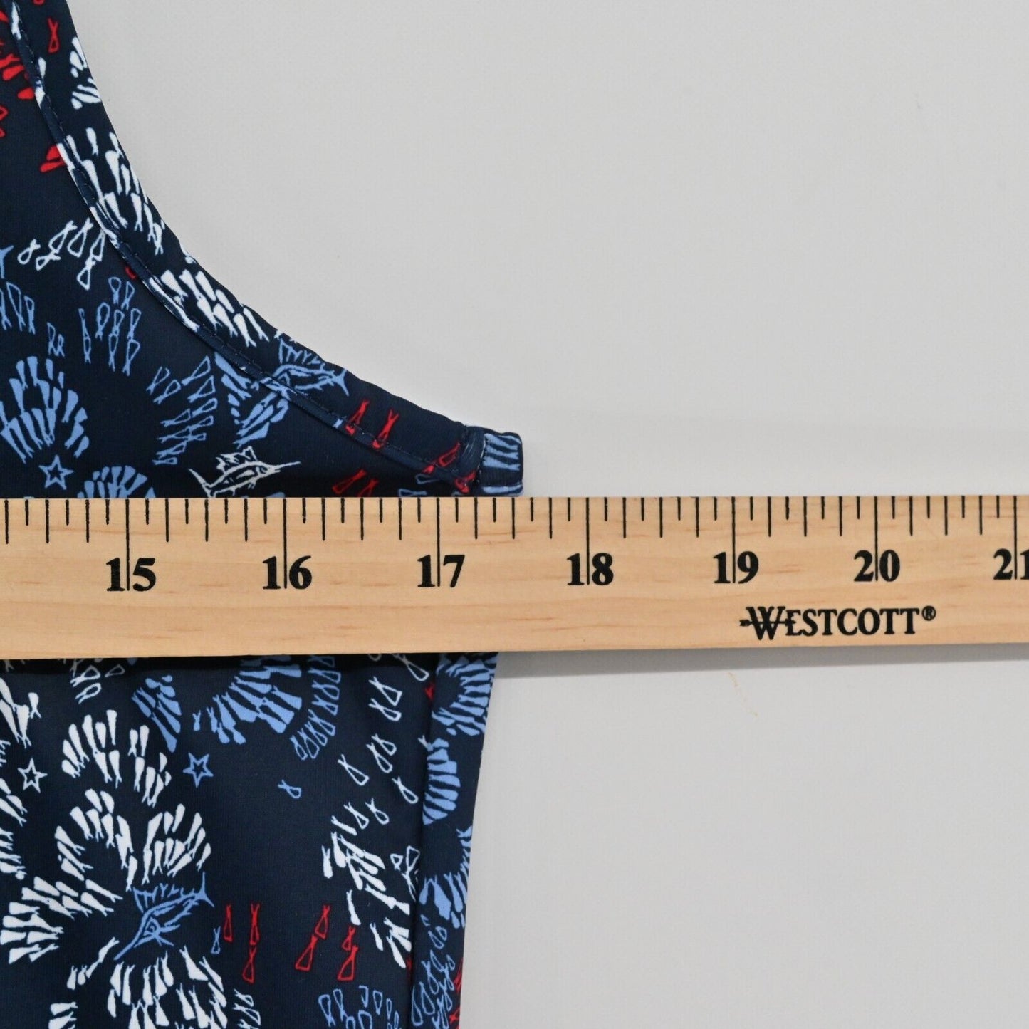 COLUMBIA Dress Womens Sz M PFG Freezer Sleeveless Collegiate Navy Deep Sea Dash