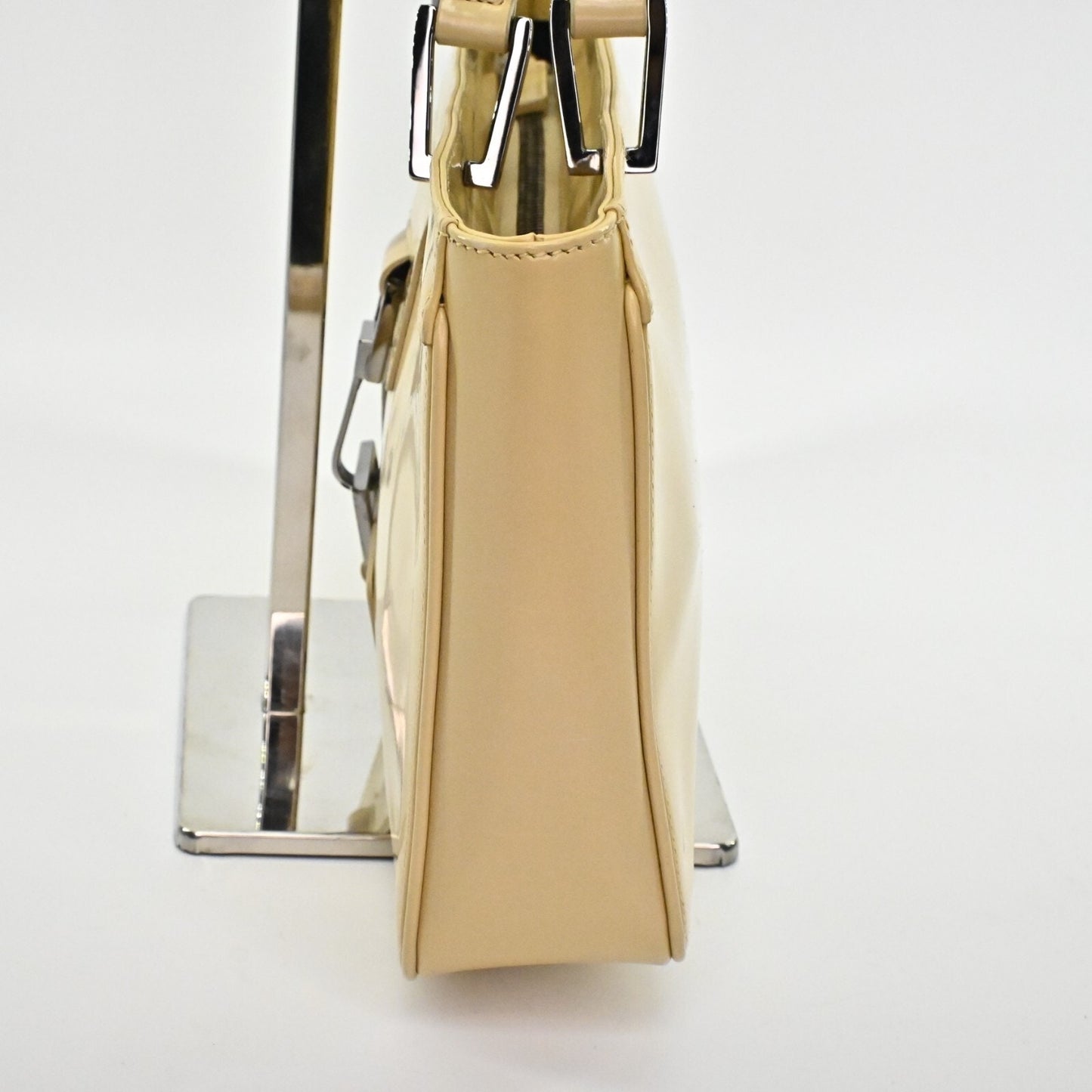 GUCCI Bag Jackie Beige Patent Leather Double Handle Classic Shoulder Tote Bag