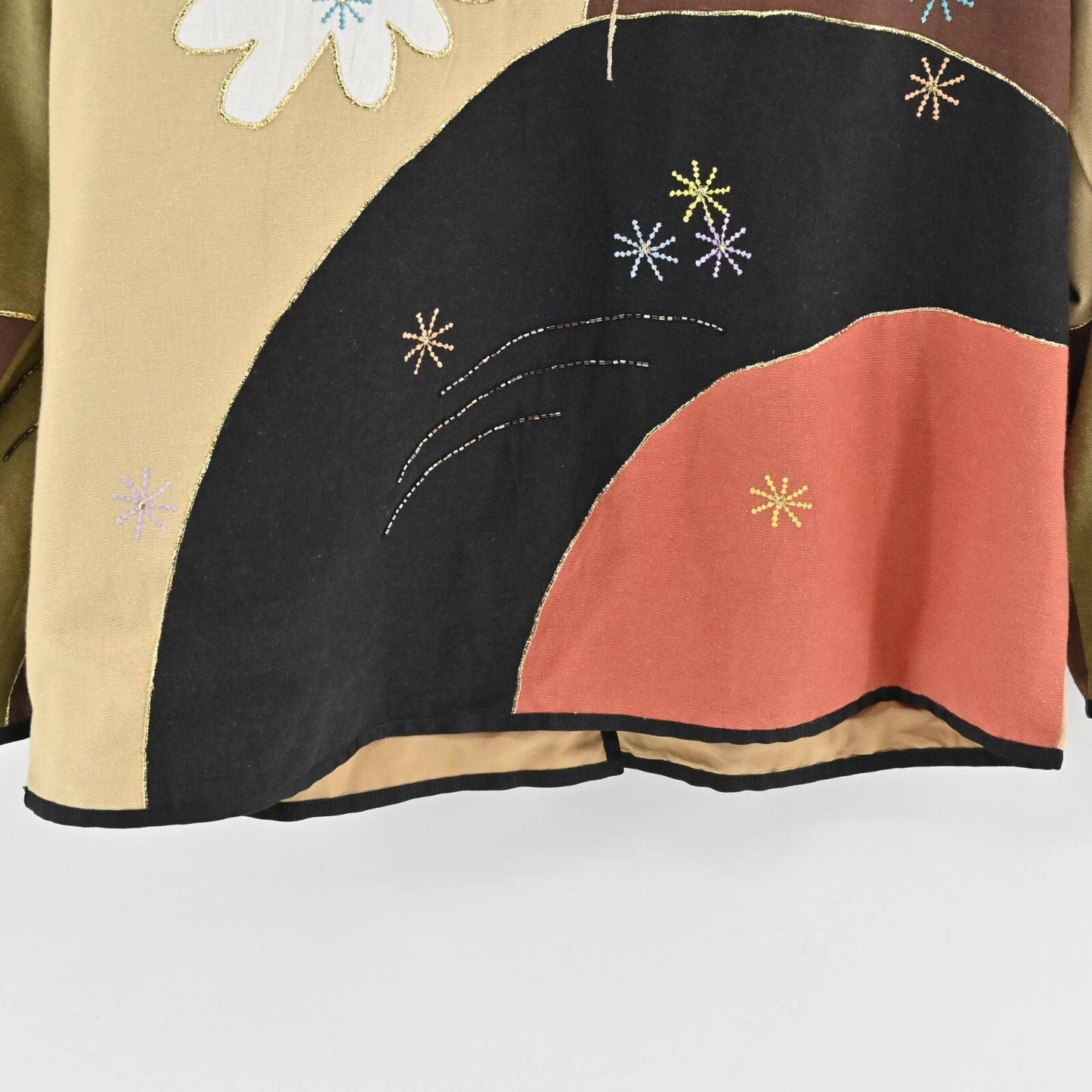 Vtg INDIGO MOON Womens Floral Beaded Jacket Size M Multicolor Boho Art to Wear