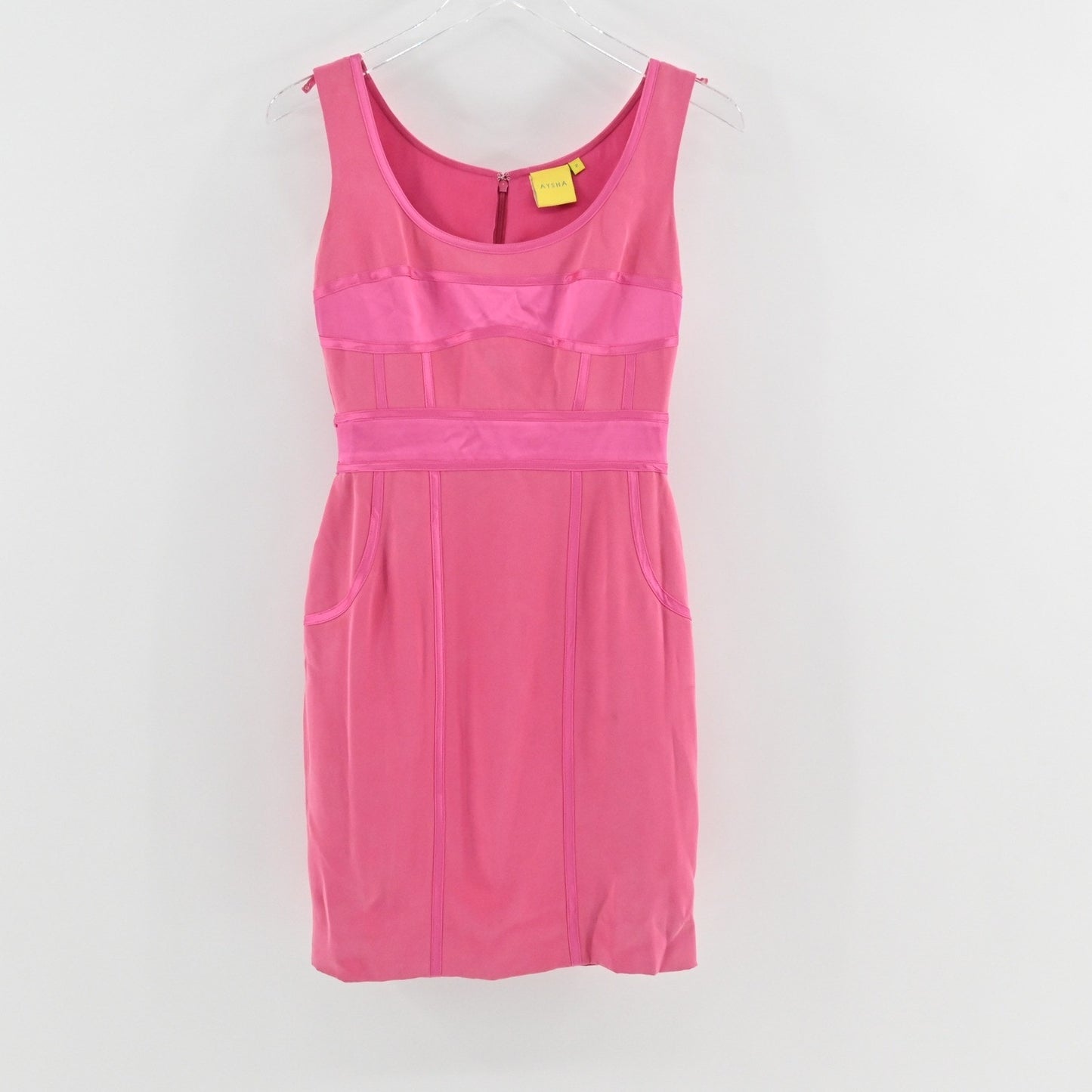 Aysha Pink Silk Dress Size 2 Retro Romantic Feminine Sleeveless Cocktail Party