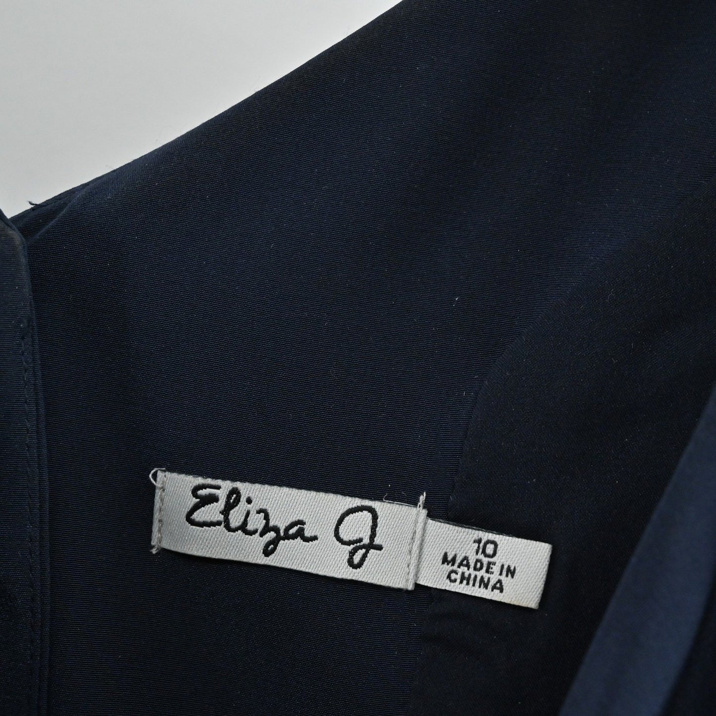 Eliza J Color Block Dress Size 10 Belted Button Navy Contemporary Modern Career