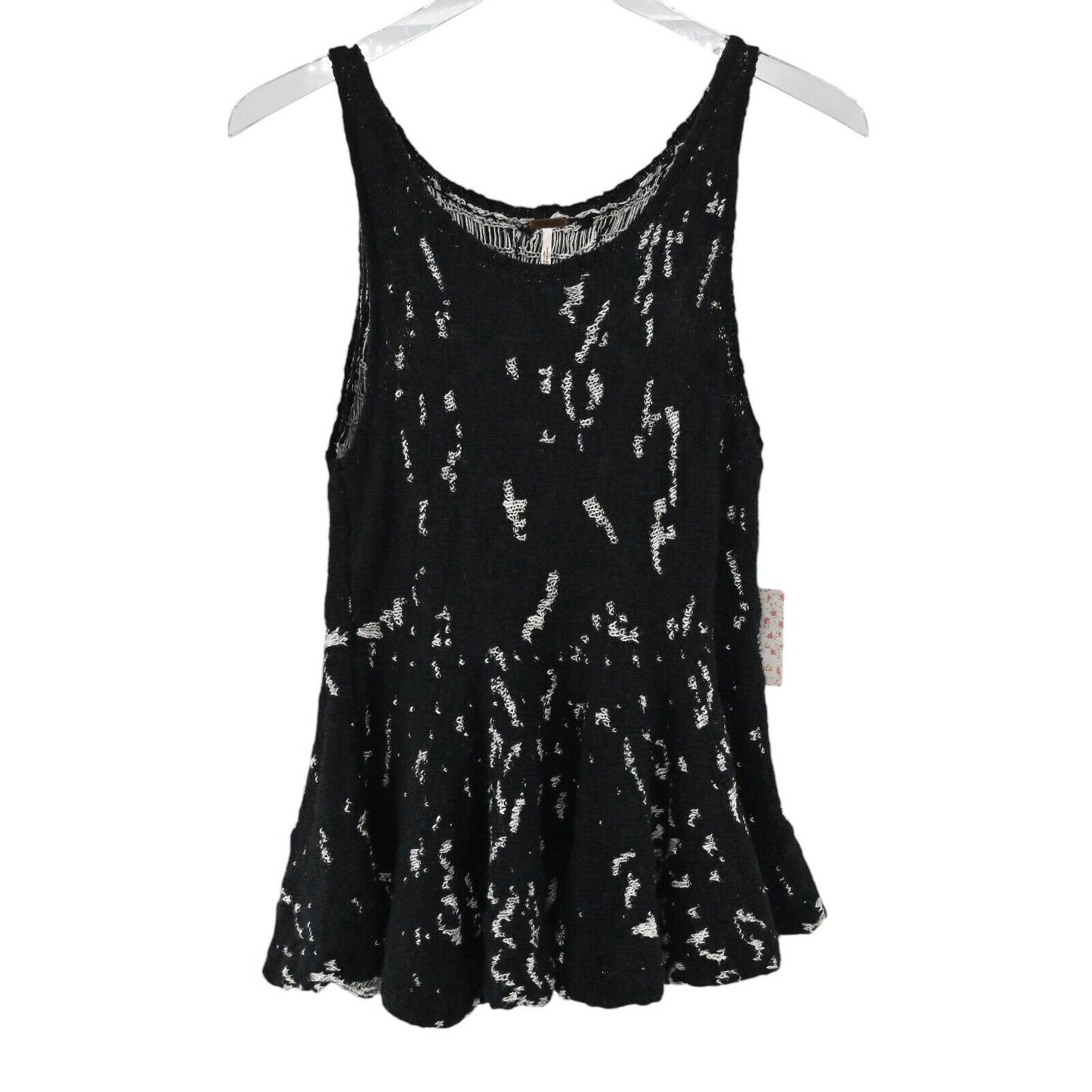 FREE PEOPLE Sweater Tank Womens Size S Side by Side Peplum Knit Black Combo Boho