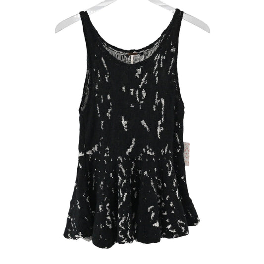 FREE PEOPLE Sweater Tank Womens Size S Side by Side Peplum Knit Black Combo Boho