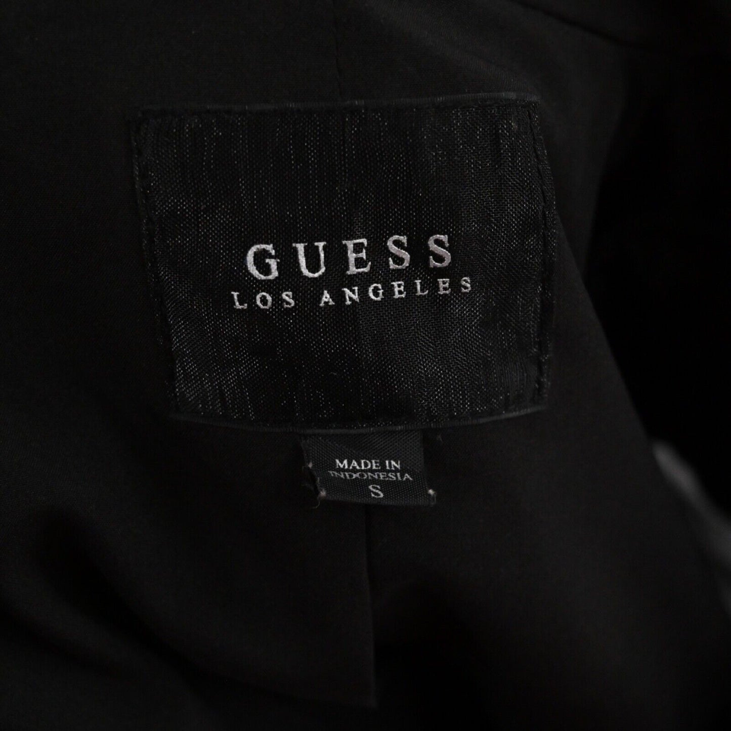 GUESS Jacket Womens Sz S Black Asymmetric Full Zip Sheer Sleeve Crop Moto Grunge