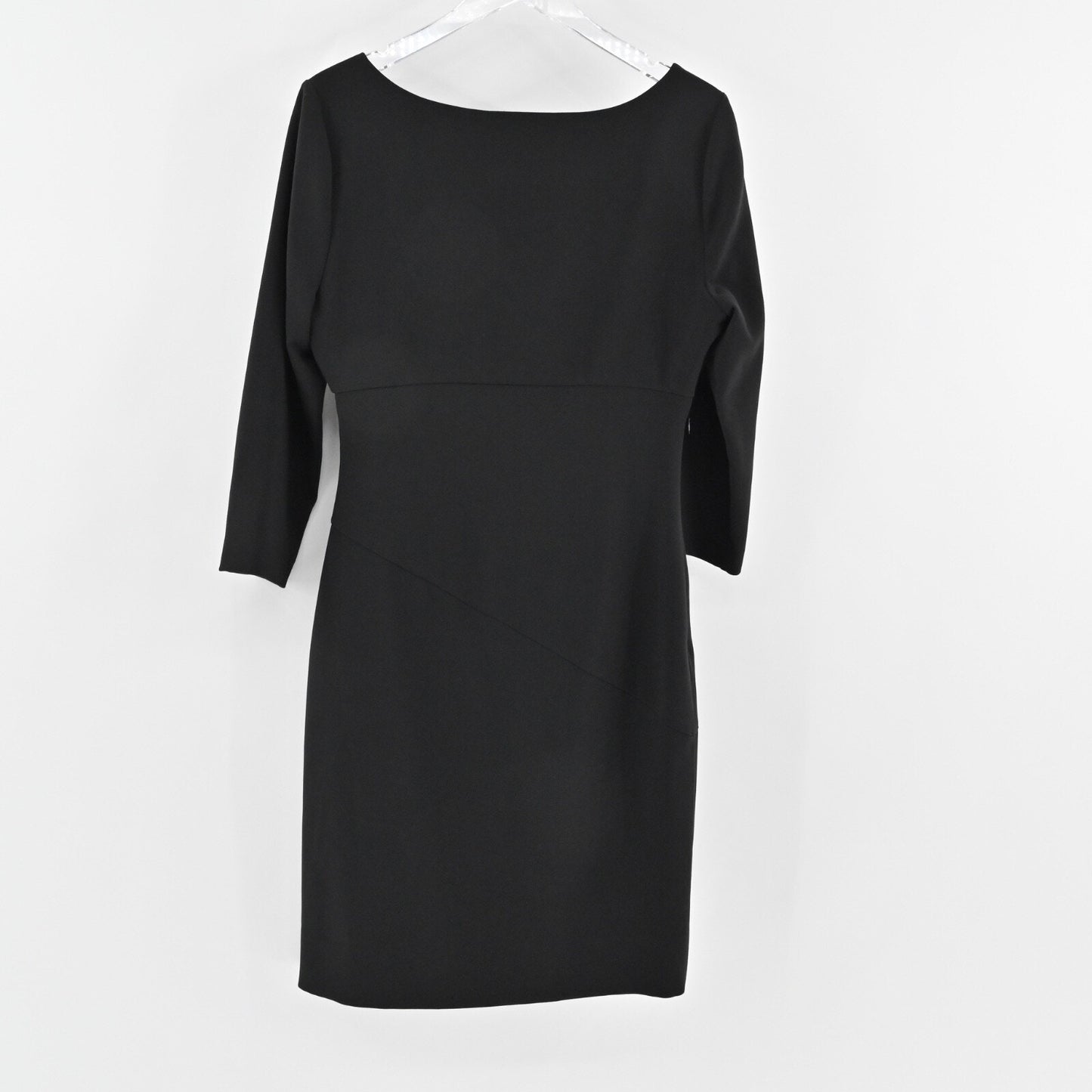 DIANE VON FURSTENBERG Bevin Sheath Dress Sz 12 Black VNeck 3/4 Sleeve Ruched NEW