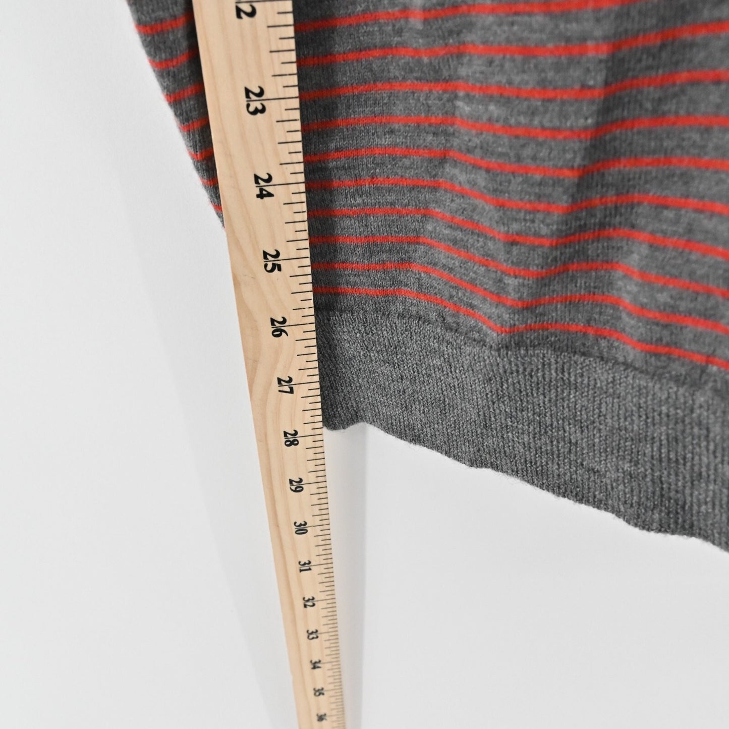 Eileen Fisher Womens Merino Wool Sweater Small Gray Red Striped Hoodie Pullover