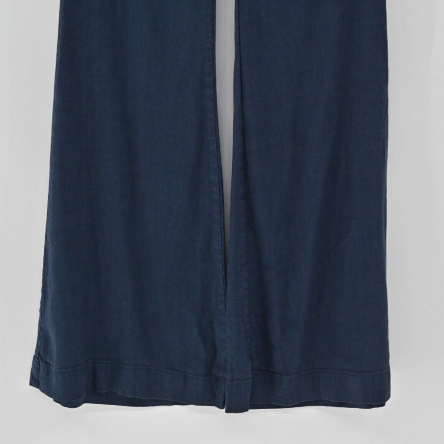 ANTHROPOLOGIE Pants Womens Size 4 Navy Blue Linen Blend Low Rise Flare Wide Leg