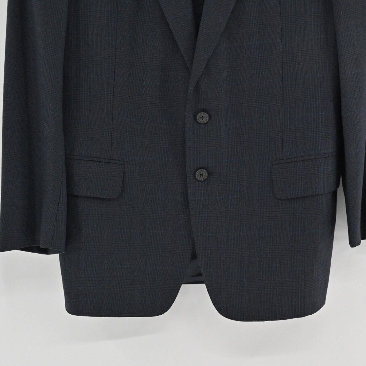 VTG 90s ERMENEGILDO ZEGNA Plaid Blazer Mens Size 50 Gray Blue Wool Sports Coat