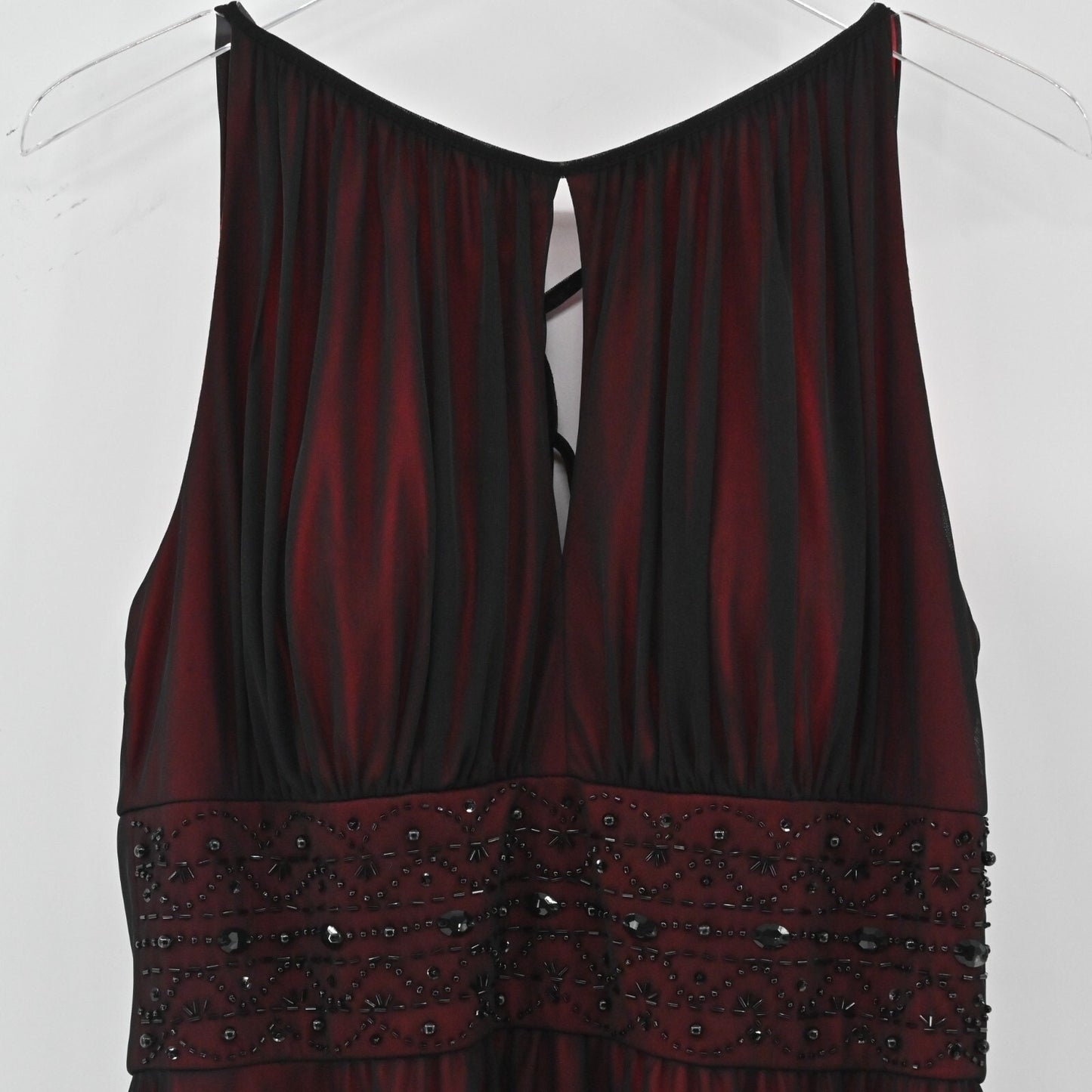 LA NOUVELLE RENAISSANCE Mesh Dress Size 10 Dark Romantic Black Red Embellished