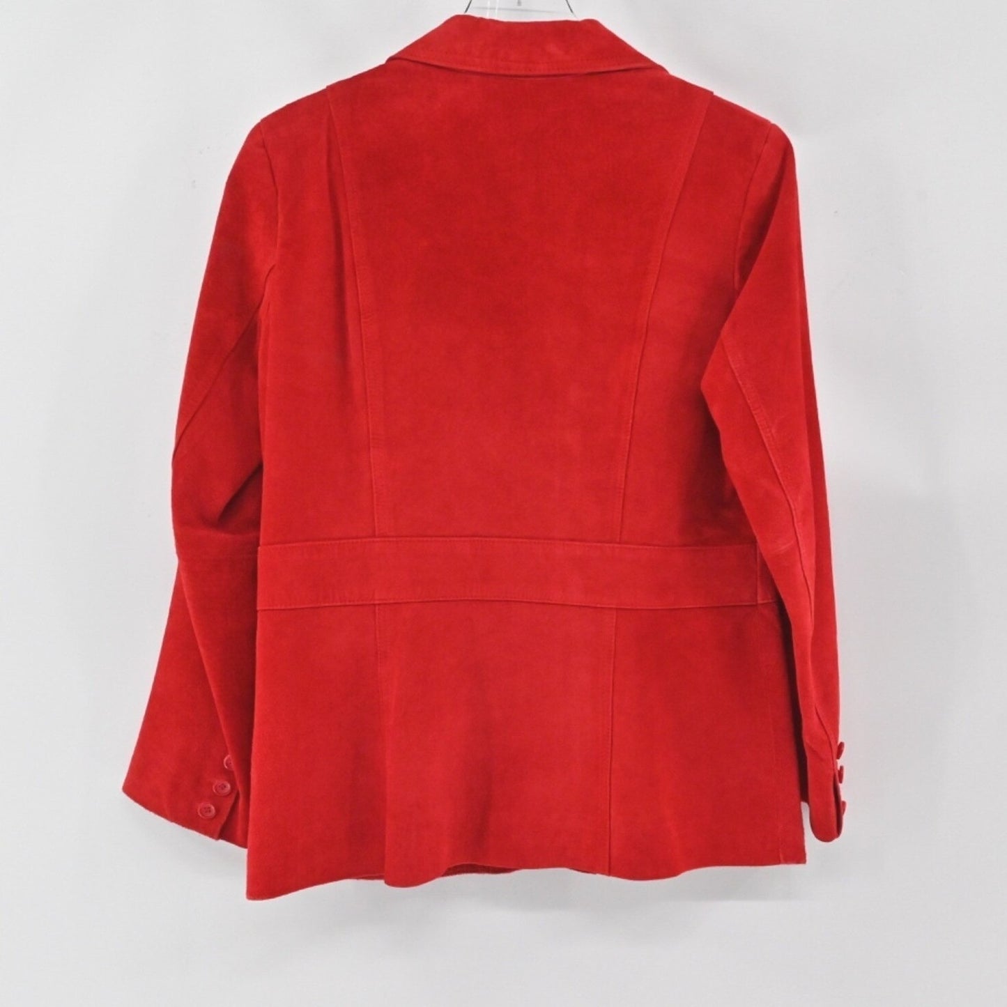 Vtg Y2k LIZ CLAIBORNE Womens Suede Jacket Size M Red Leather Button Western Boho