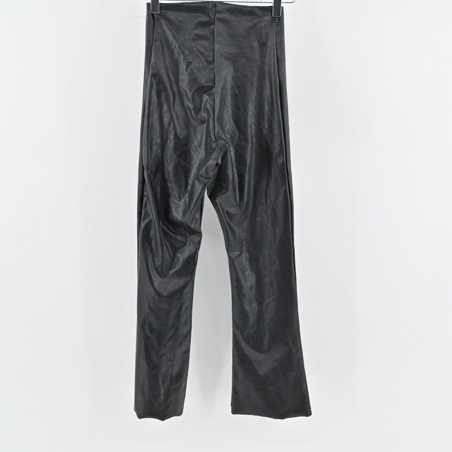 COMMANDO Pants Womens Size M Solid Black Faux Leather Cropped Flare Pull On NEW
