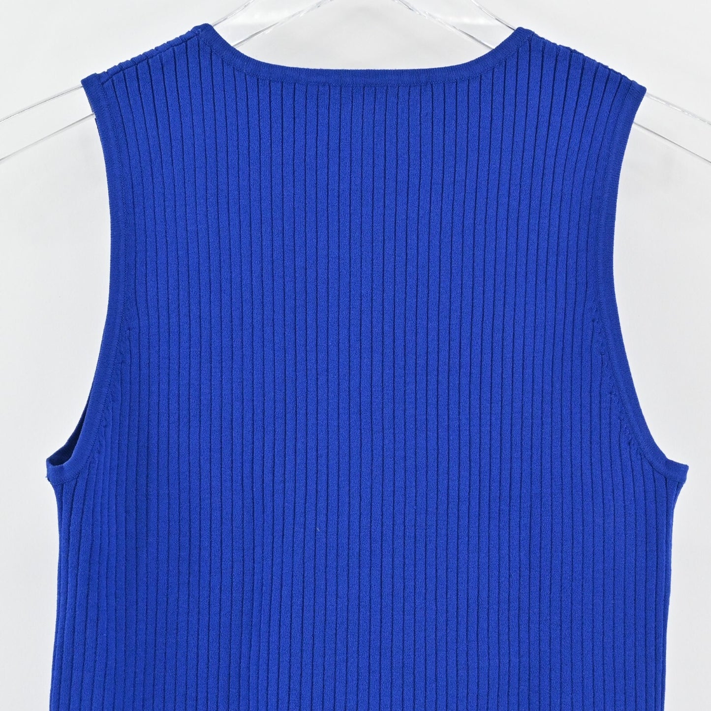 DIANE VON FURSTENBERG Top Womens Size M Cobalt Blue Ribbed Knit Peplum Tank DVF
