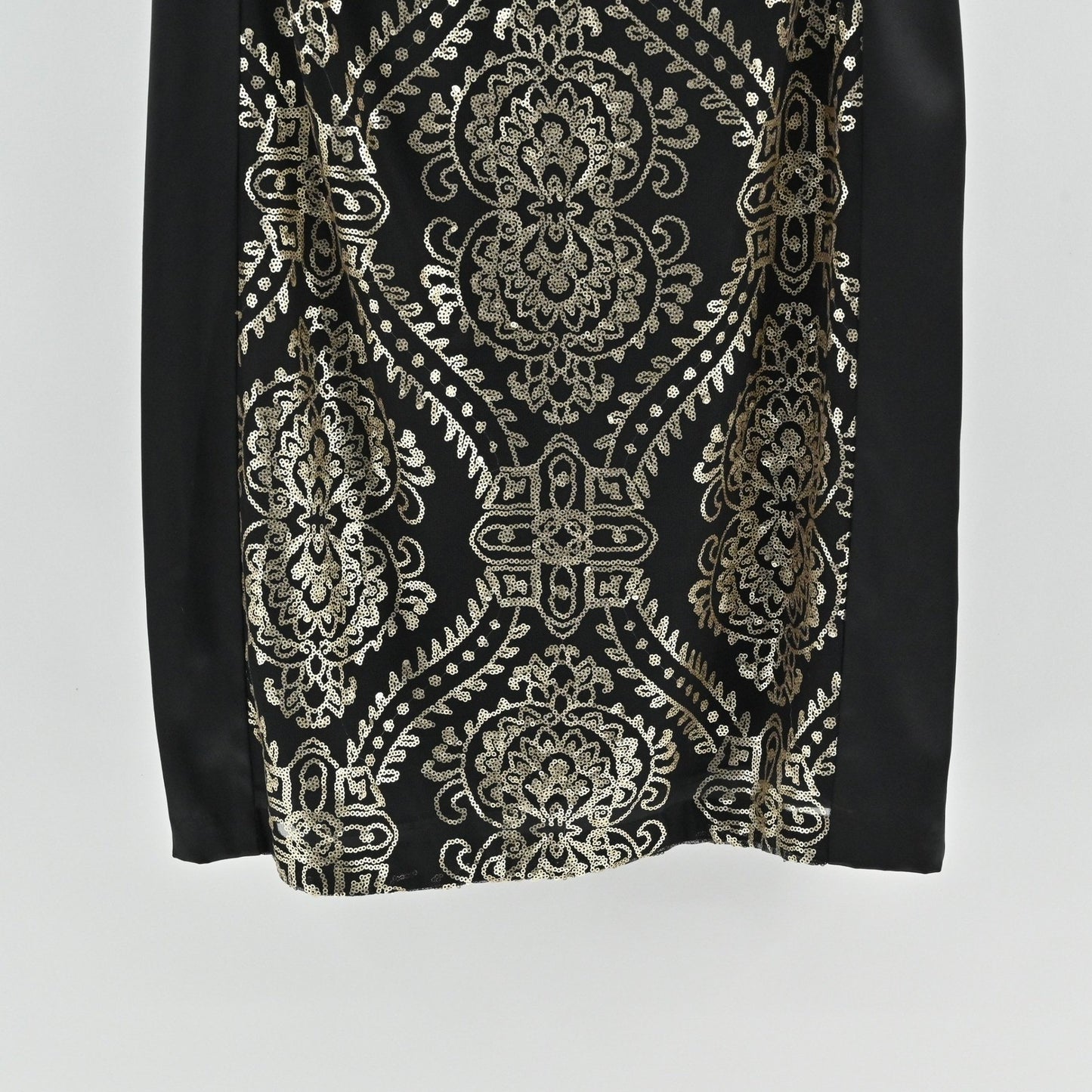 Donna Ricco Sequin Dress Size 12 Black Gold Sleeveless Retro Glam Cocktail Chic