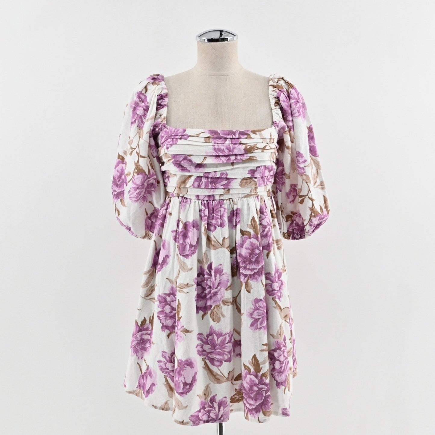 Abercrombie Fitch Emerson Floral Dress Size S Puff Sleeve Square Neck Romantic