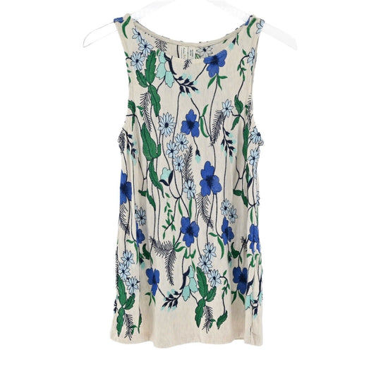 ANTHROPOLOGIE Top Womens Sz Medium Cartenga Floral Embroidered Tank MEADOW RUE