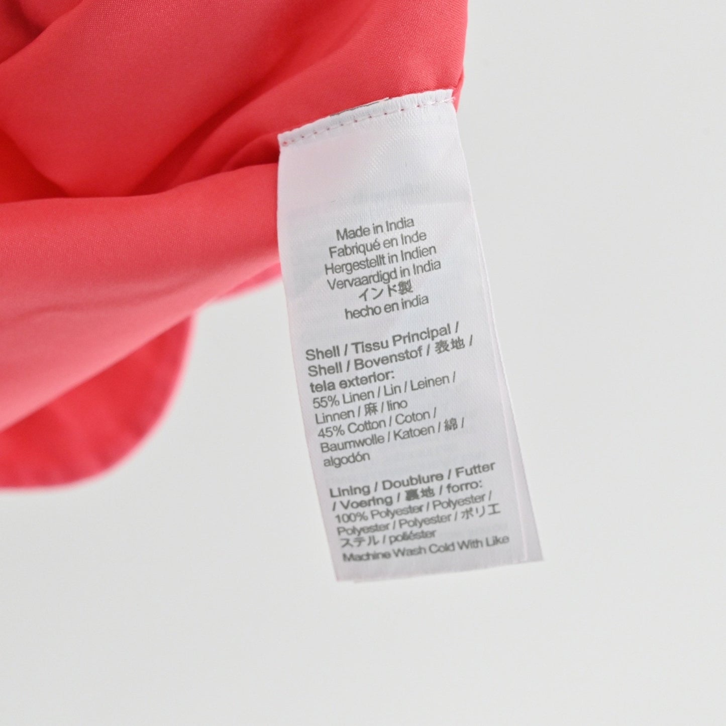 J Crew Scalloped Hem Dress Size 14 Coral Pink Shift Sleeveless Linen Minimalist