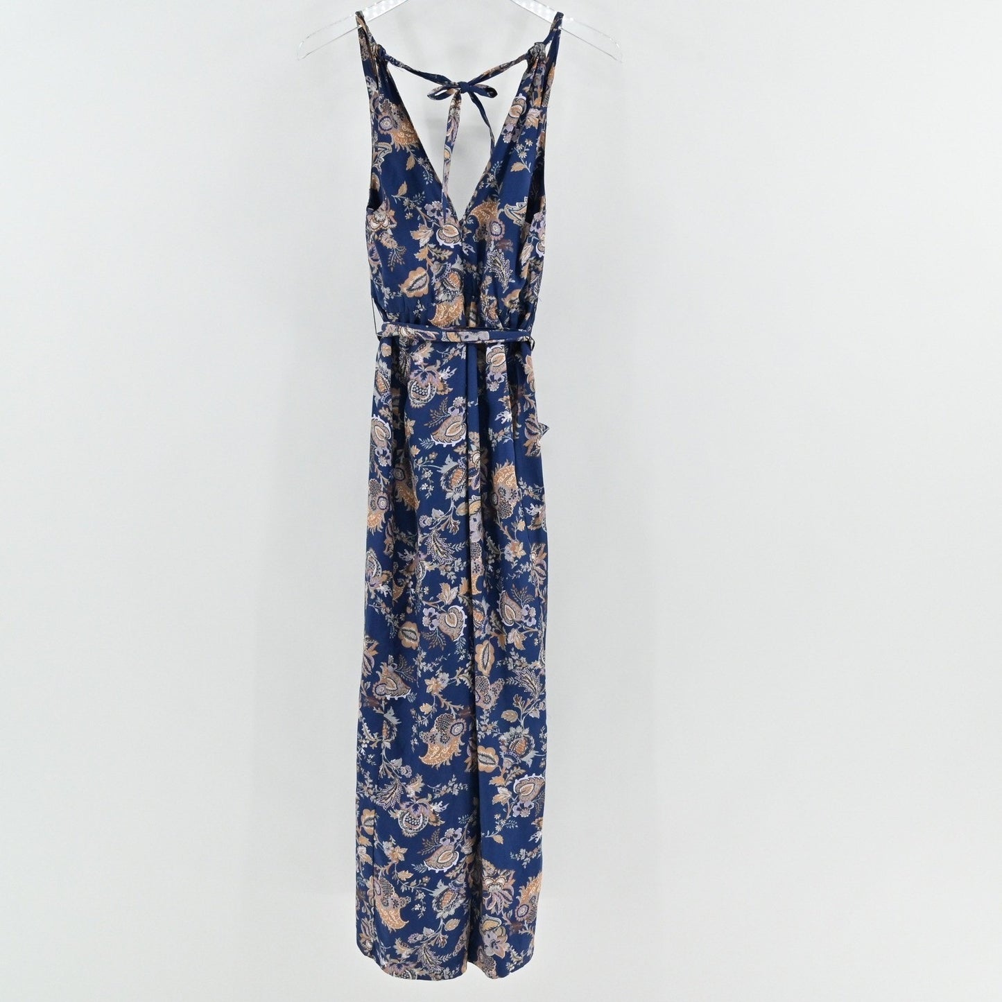 Anthropologie Ett Twa Paisley Jumpsuit Sz XXSP Boho Blue Floral Halter Whimsical