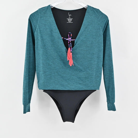 SEEA Swimsuit Womens Size XS Santander One Piece Heather Tassel Tie Long Sleeve
