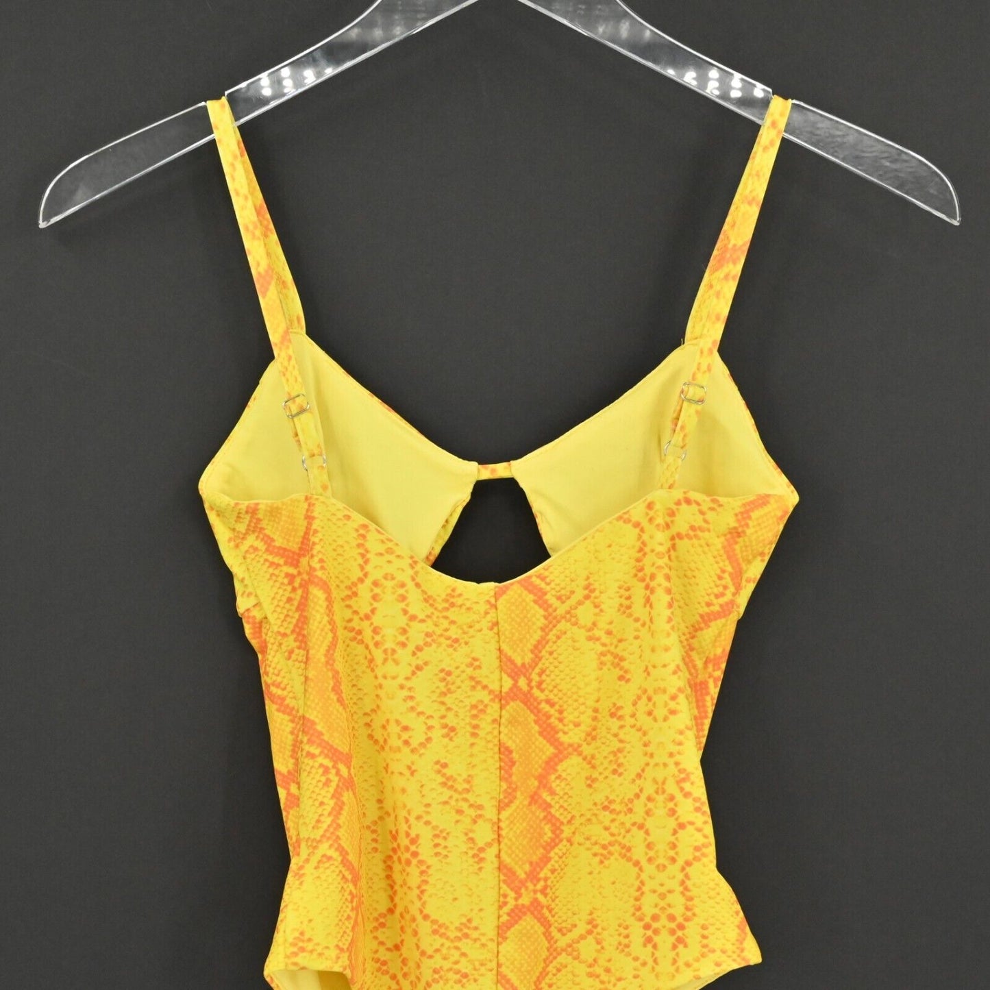 TIGER MIST Bodysuit Womens Sz XS Tavi Yellow Snake Stretch Spaghetti Straps NEW