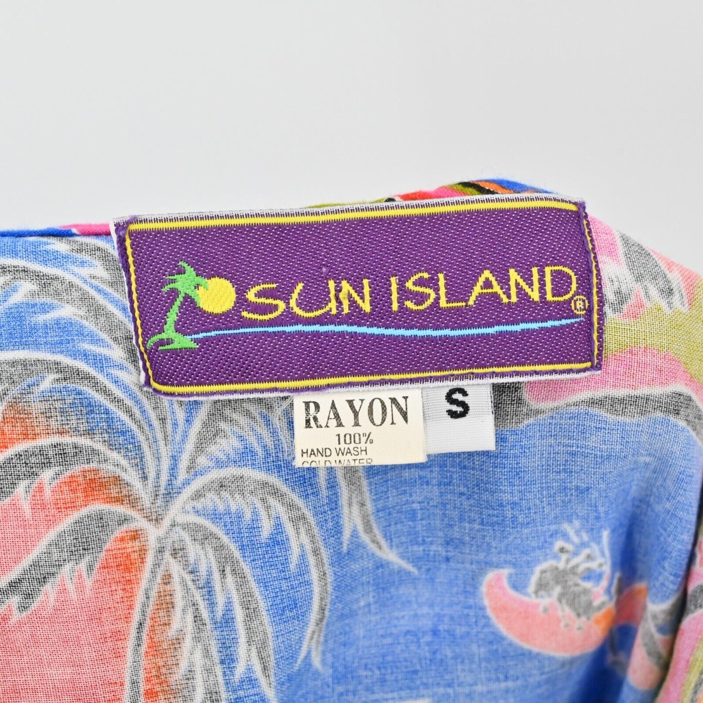 VTG Y2k SUN ISLAND Dress Womens Sz S Midi Blue Tropical Negril Jamaica Caribbean