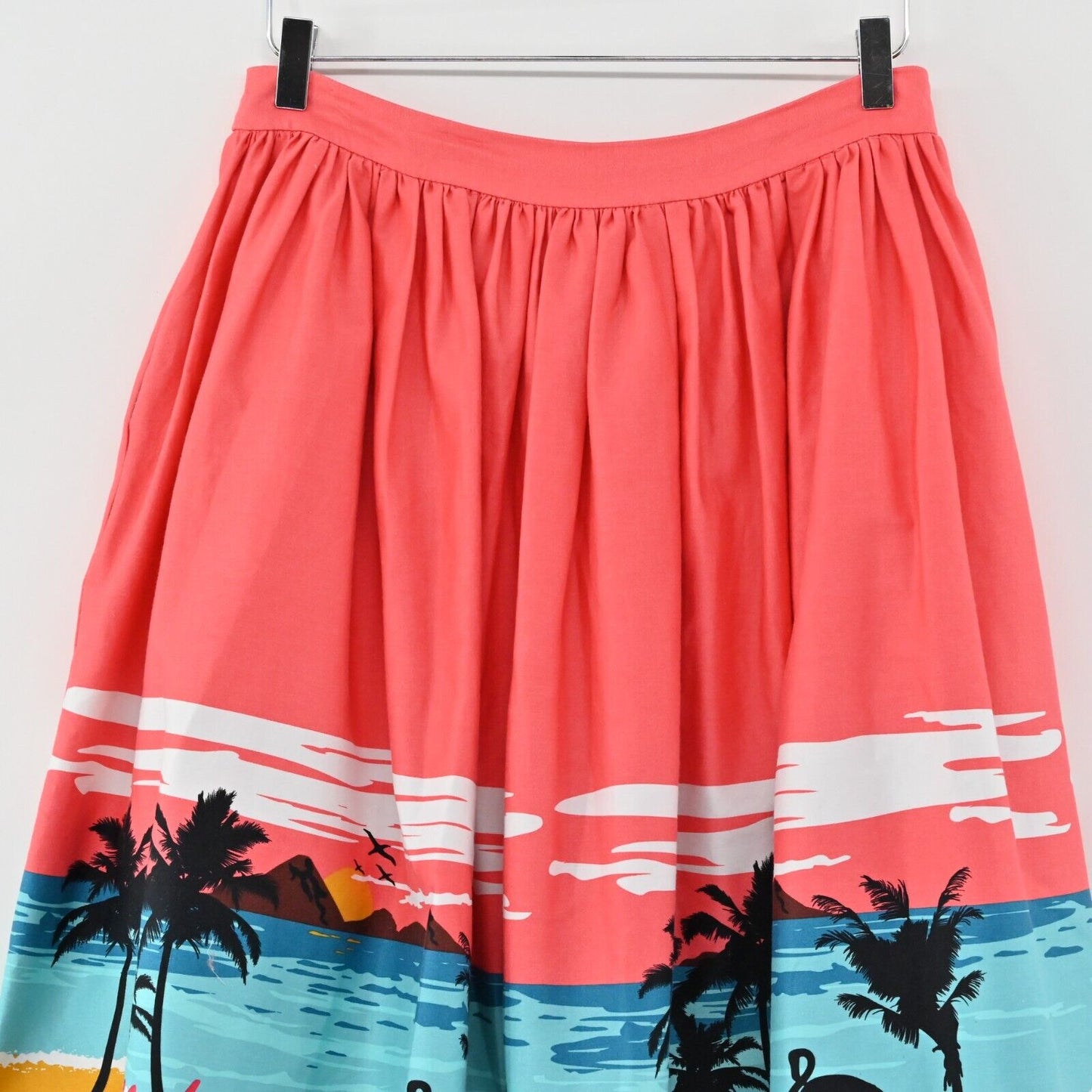 Collectif Skirt Sz M MARILU Tropical Island ALOHA Palm Flamingo SWING Rockabilly