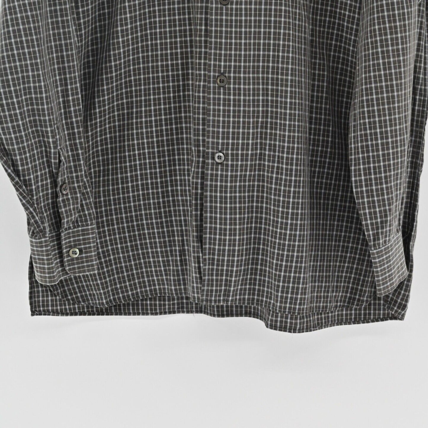 Vtg ERMENEGILDO ZEGNA Dress Shirt Mens Sz XL Black Plaid Button Down Cotton 90s