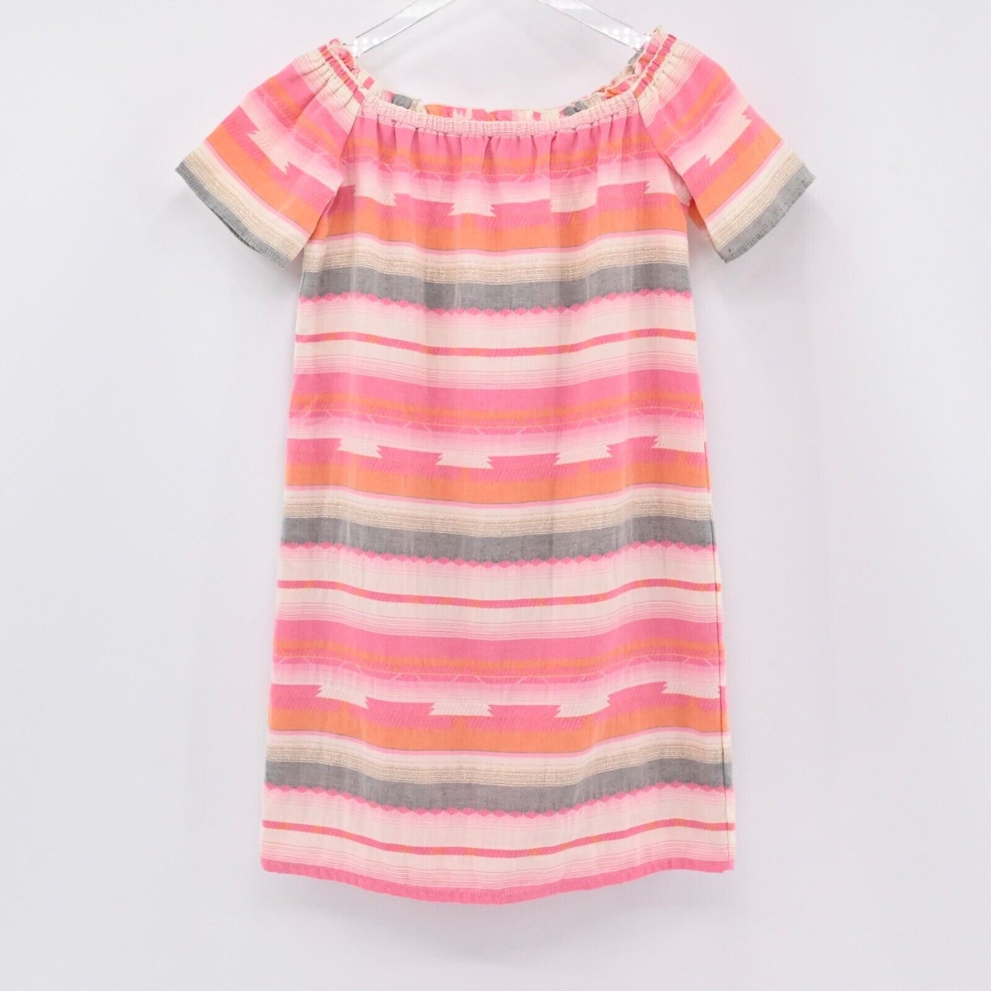 ANTHROPOLOGIE Dress Womens Sz XS Drew Pink Aztec Stripe OTS Cotton Southwestern