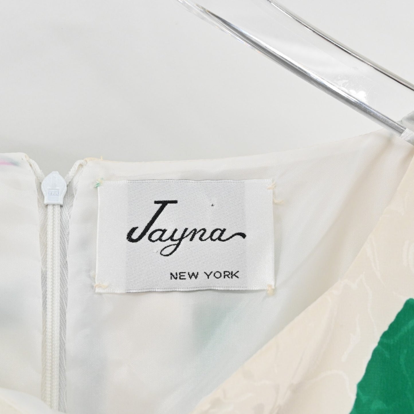 Vtg Cocktail Dress Sz L White Floral Silk Puff Sleeve Ruched Square JAYNA 80s