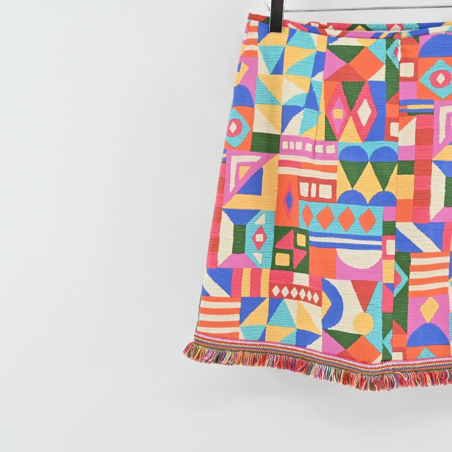 Antonio Melani Noa Geometric Skirt Size 8 Colorful Fringe Trim Dopamine Girl