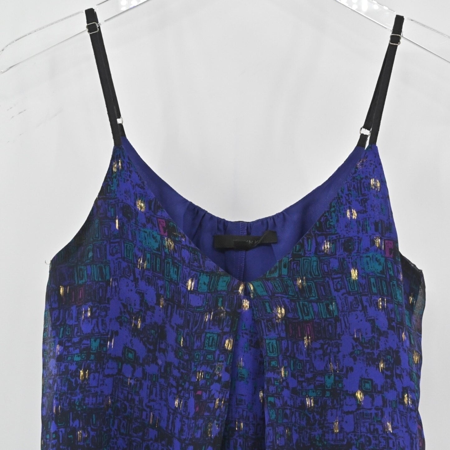 ARYN K Womens Silk Chiffon Top Size S Boho Fairy Romantic Blue Spaghetti Straps