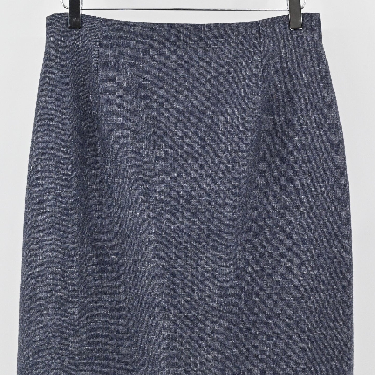 LES COPAINS Skirt Size 46 Blue Wool Silk Linen Stretch Knee Length Pencil Career