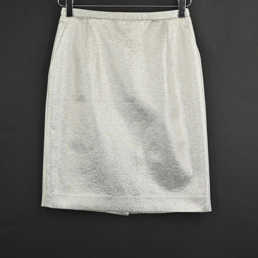 ARIANA ROCKEFELLER Skirt Size 0 Metallic Champagne Straight Pencil Back Slit