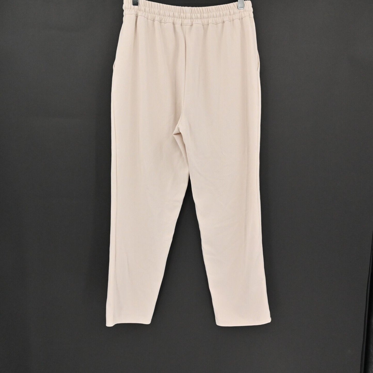 ZARA Pants Womens Sz Medium Ivory Pull On Drawstring Tapered Ankle High Waisted