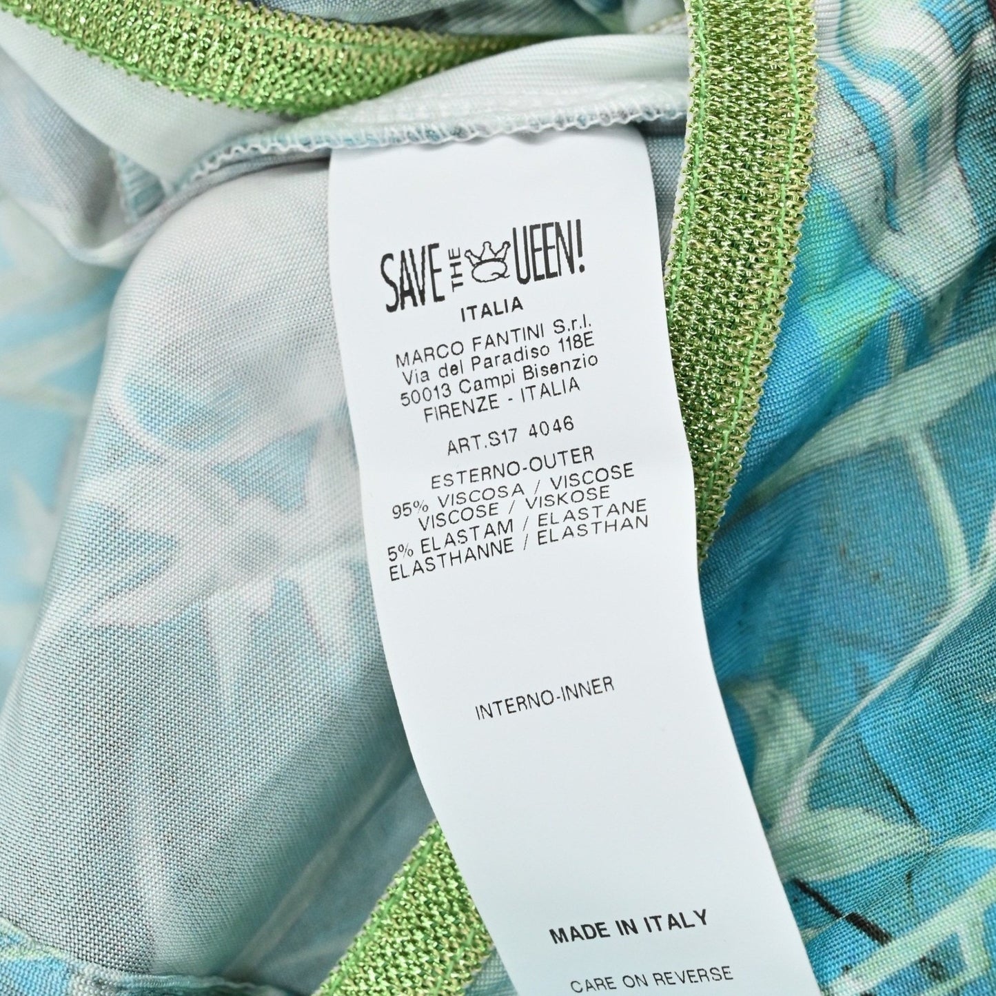 Save The Queen Wrap Dress Sz S Italy Turquoise Floral Mesh Long Sleeve Eclectic