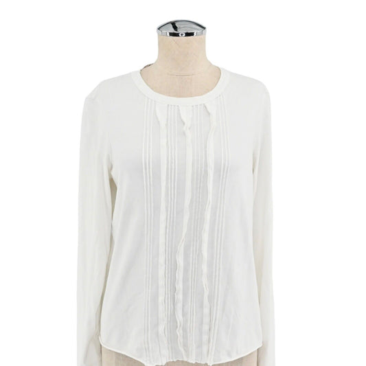 MARNI Top Womens Size 42 White Long Sleeve Ruffle Front 100% Cotton Cottagecore