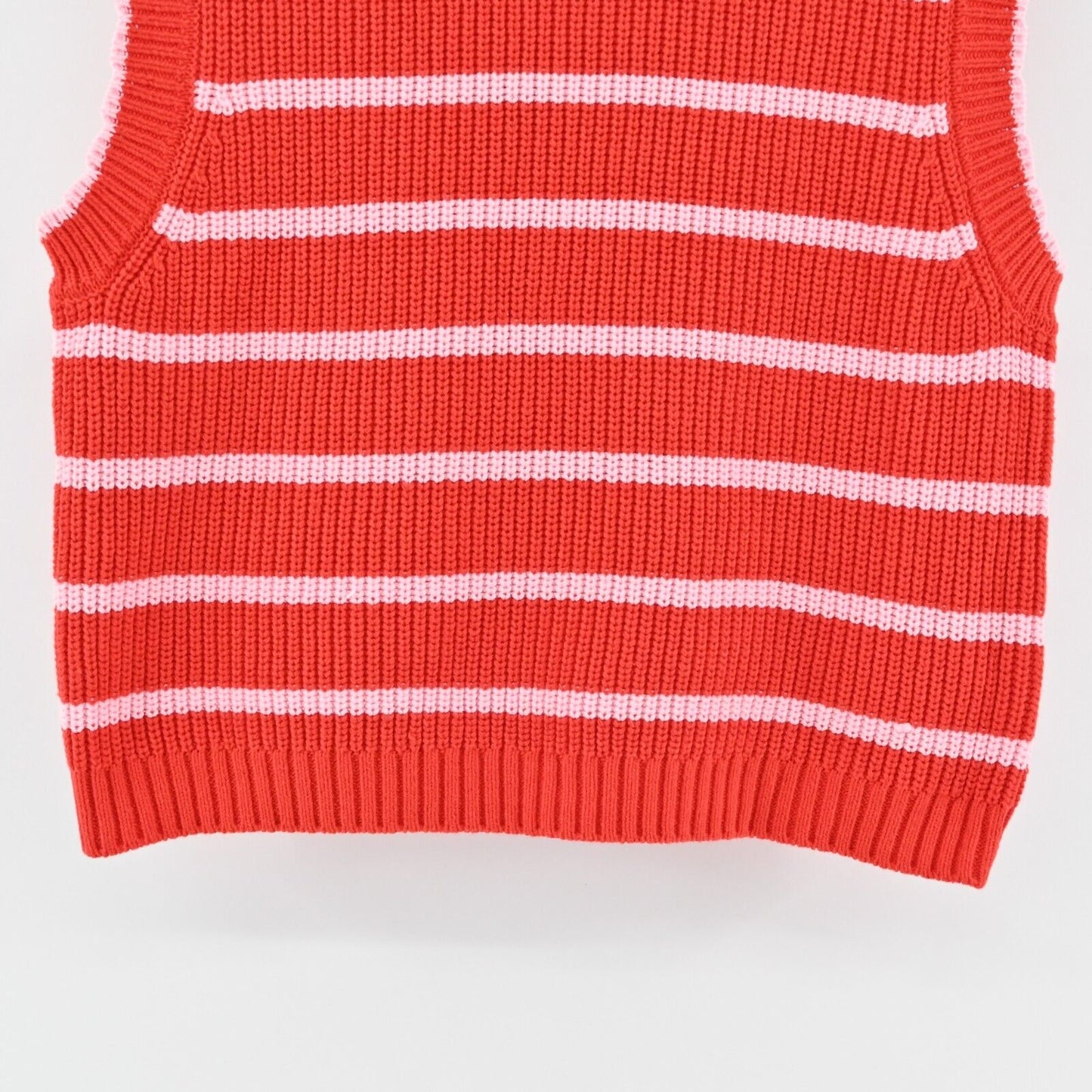 KERRI ROSENTHAL Sweater Vest Womens Siz M Red Pink Striped Heart Smiley Face NEW