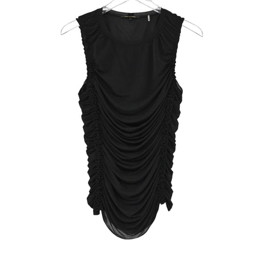KOBI HALPERIN Top Womens Size M Sariyah Shirred Sleeveless Black Stretch Ruffled
