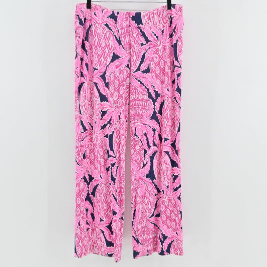 Lilly Pulitzer Womens Georgia May Pants Size XL Coco Safari Pink Navy Pineapple