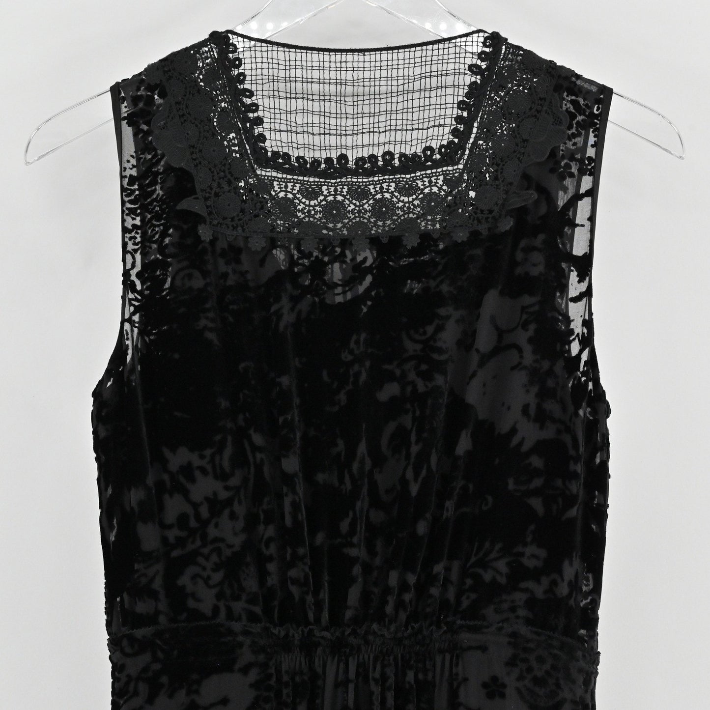 Elie Tahari Velvet Burnout Lace Dress Size XS Dark Romantic Black Witchy Vamp