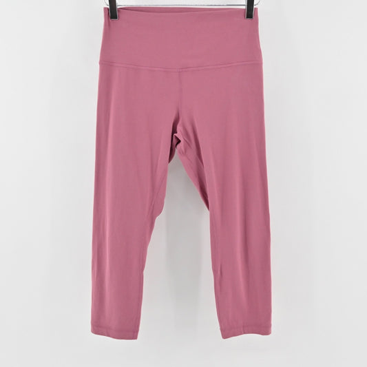 Lululemon Womens Align Crop 21" Leggings Size 8 Pink Stretch Athletic Logo