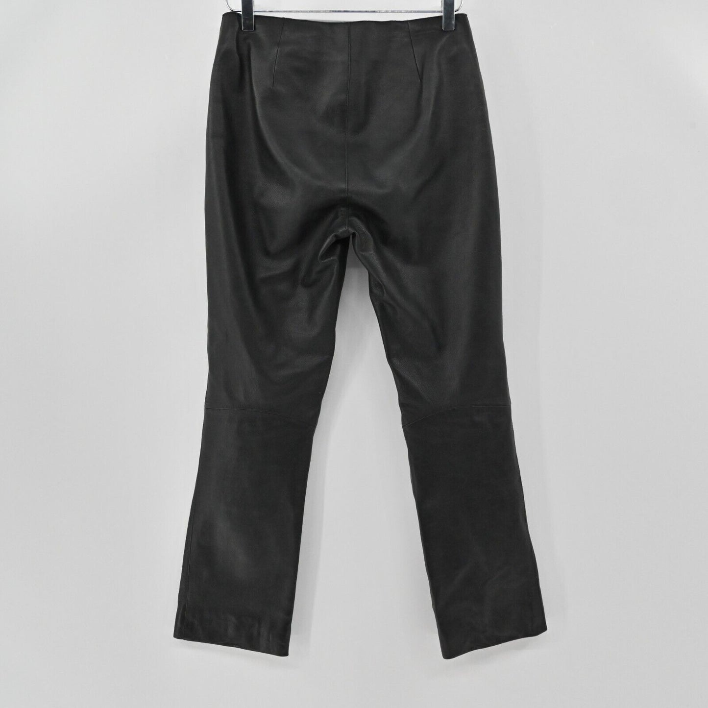 DKNY Pants Womens Size 4 Solid Black Genuine Leather Mid Rise Classic Boot Cut