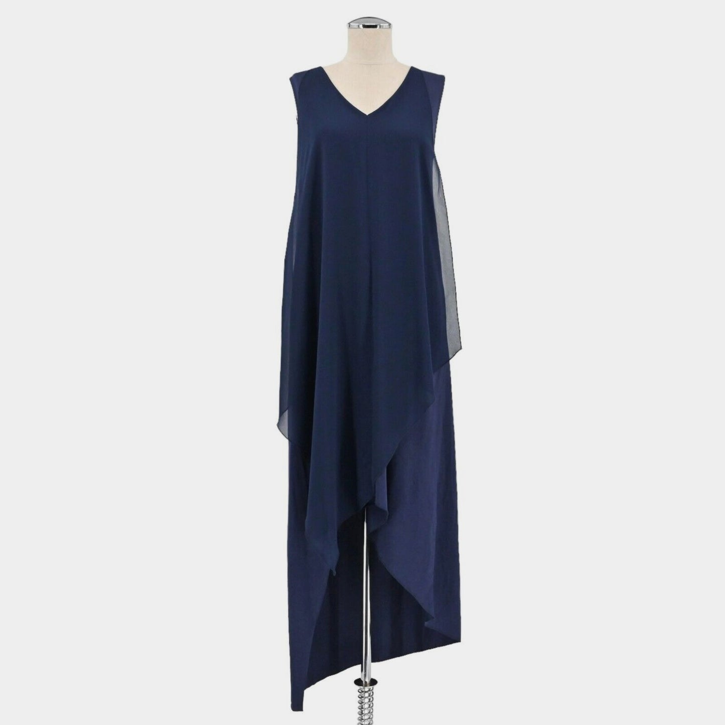 SOFT SURROUNDINGS Womens Amalfi Dress Size XS Blue Navy Jersey Chiffon Lagenlook