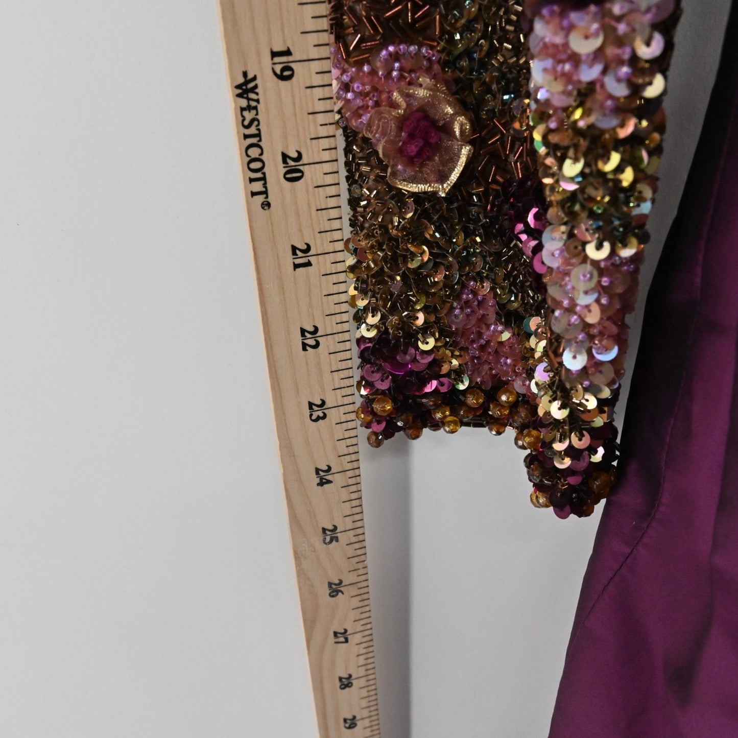 Vtg 60s Victoria Royal Beaded Evening Gown Dress Size 10 Silk Purple Taffeta Bow