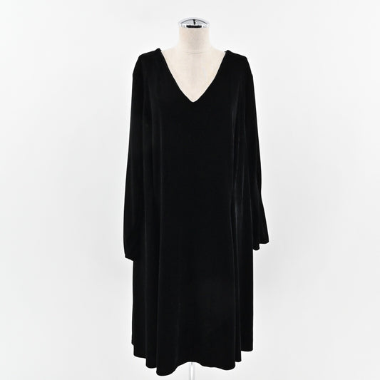 ALEXIA ADMOR Velvet Dress Sz 2X Black V Neck Long Sleeve Retro Whimsigoth Shift