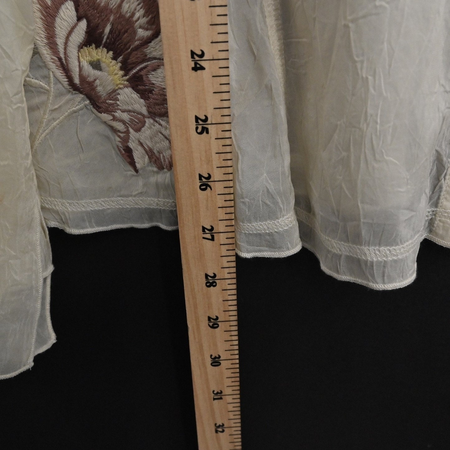 J JILL Womens Embroidered Button Up Top Sz XL Ivory Floral Sheer Boho Retro 00s