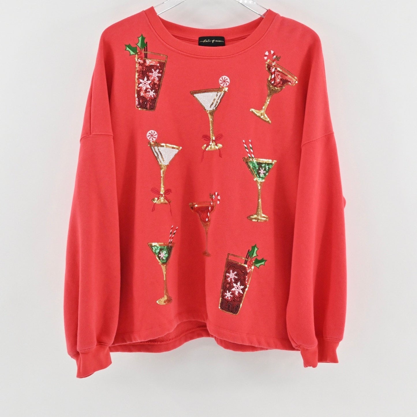 State of Mine Womens Cocktail Sequin Sweatshirt Size XXL Christmas Holiday Party