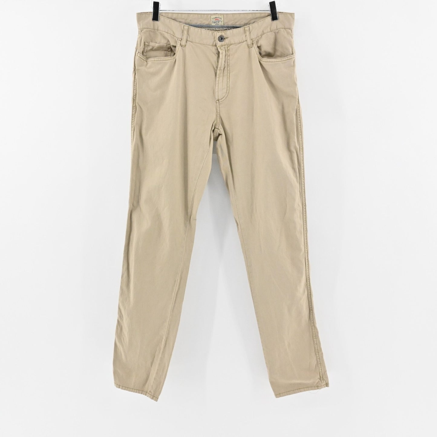 FAHERTY Mens Khaki Pants Size 34 Gorpcore Chino Slim Straight Leg Linen Casual