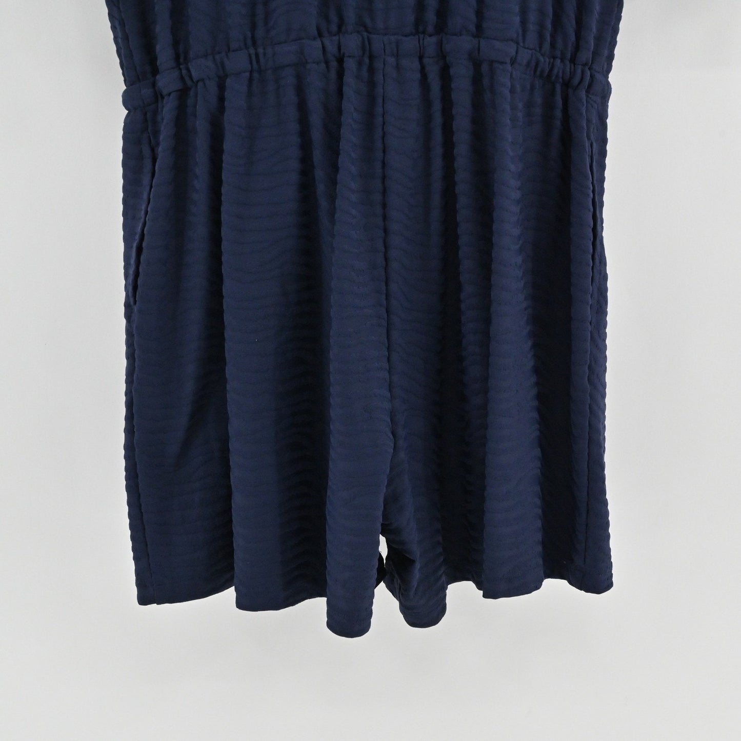 J McLaughlin Womens Westport Navy Raffia Jacquard Romper Size M Drawstring Waist