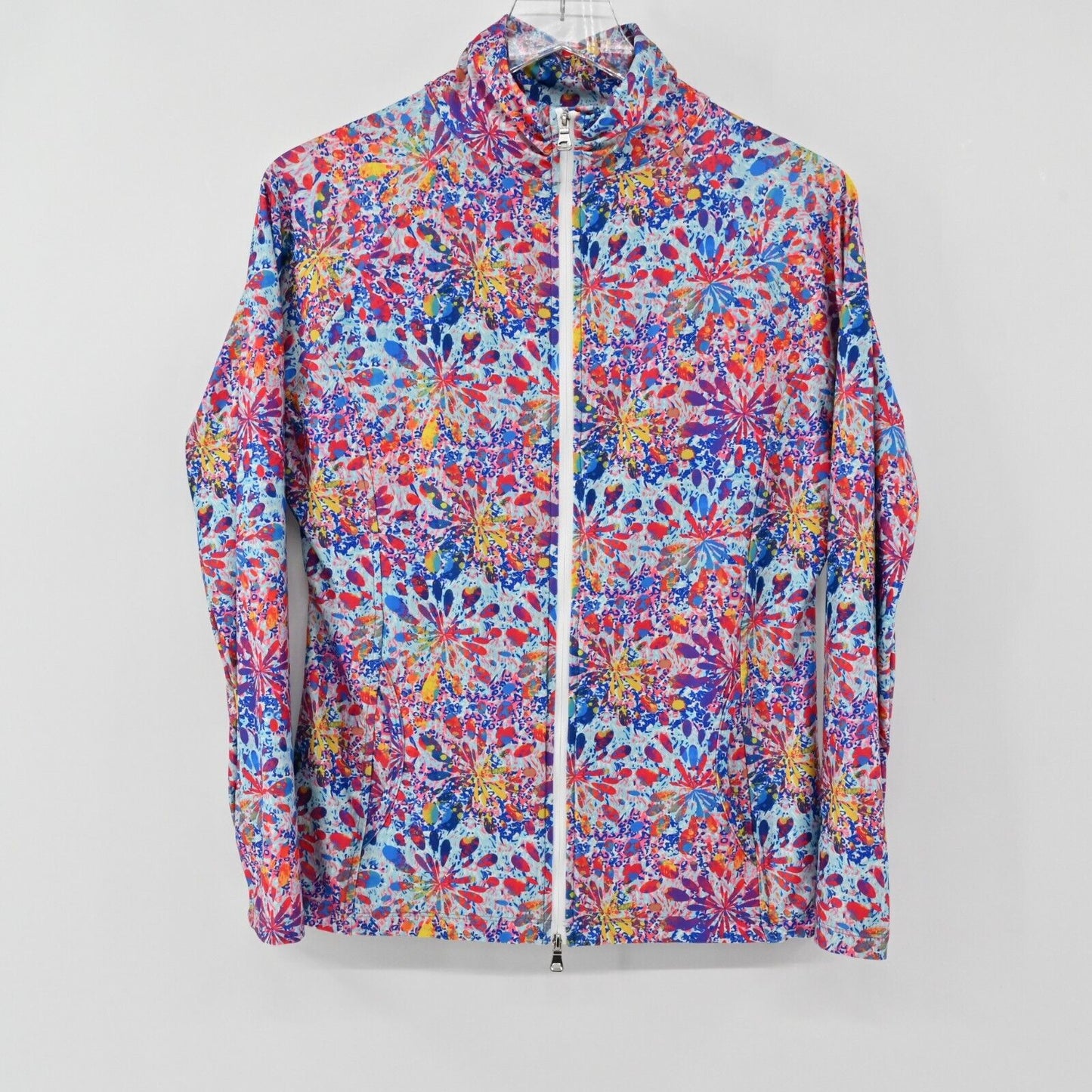 TEE 2 SEA Jacket Womens Size S Multicolor Printed Long Sleeve Mock Neck Zip Up
